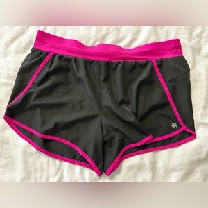 Tek Gear Black Active Shorts with Vibrant Pink Waistband
